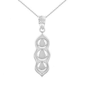925 Sterling Silver Three Peas in a Pod Pendant Necklace